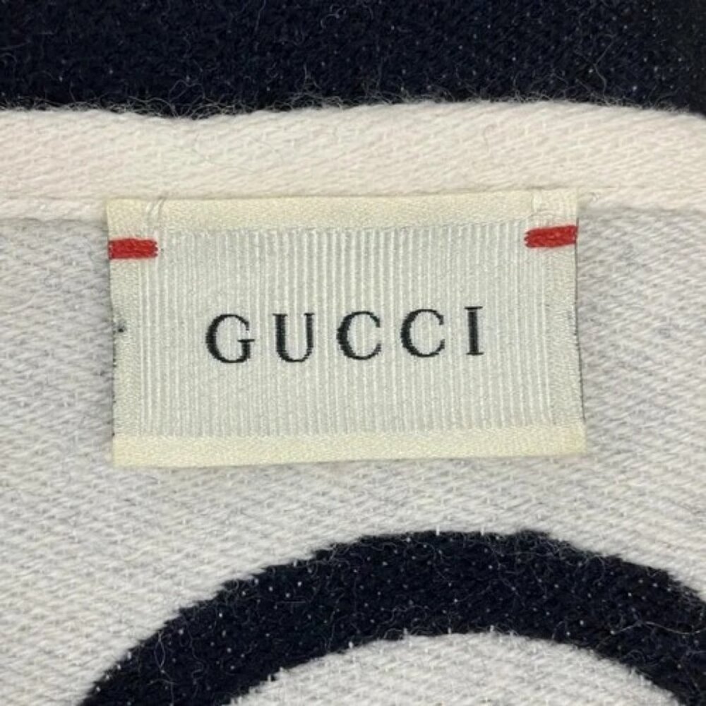 GUCCI - Red Dark Navy White Wool Cotton Scarf - Picture 2 of 4